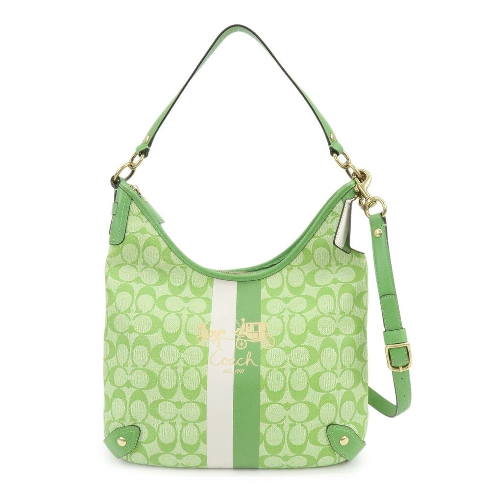 Coach Signature Coated Canvas Shoulder Bag Green
